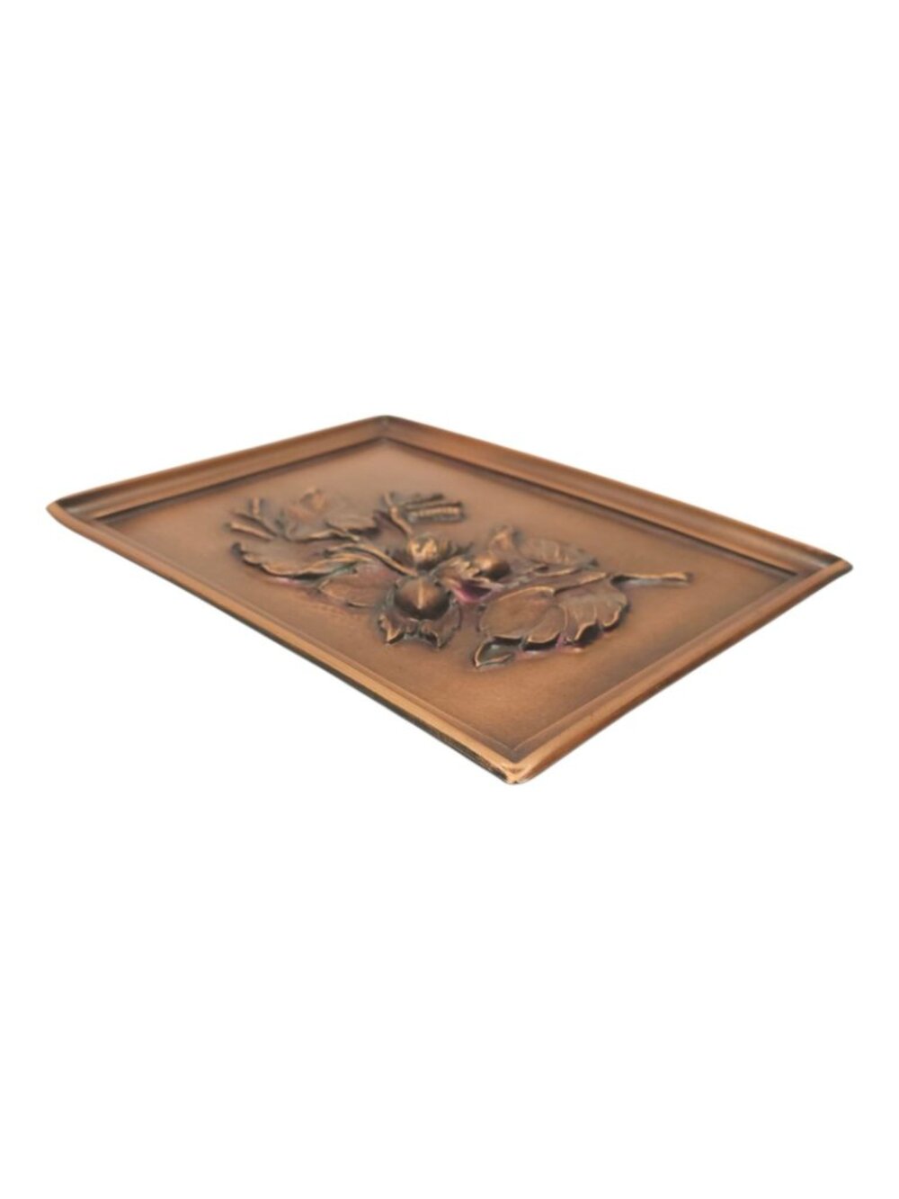 Albert Gilles Leaf Acorn Copper Wall Plaque Embossed Repousse Vintage Hanging - Picture 4 of 13